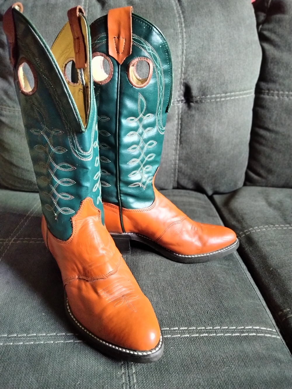 Wrangler Two-Tone Teal & Brown Women's Western Heeled Boots SZ 6.5 Barn Rodeo